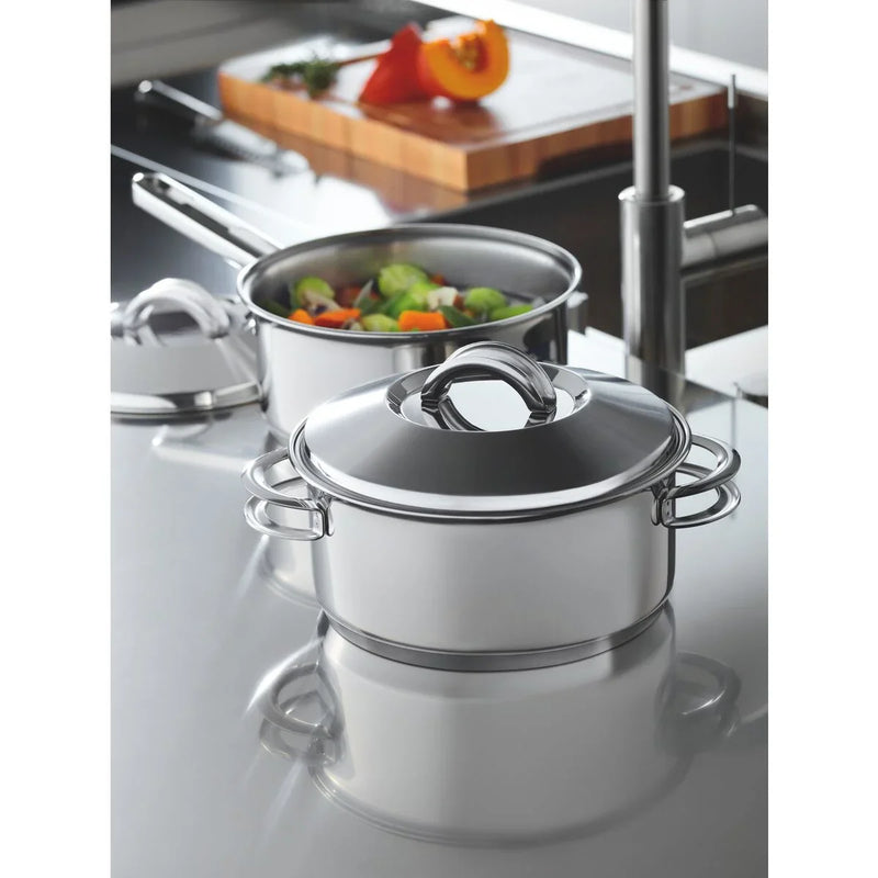 Jogo de Panelas Sollar em Aço Inox com Fundo Triplo e Tampas de Inox 6 Peças